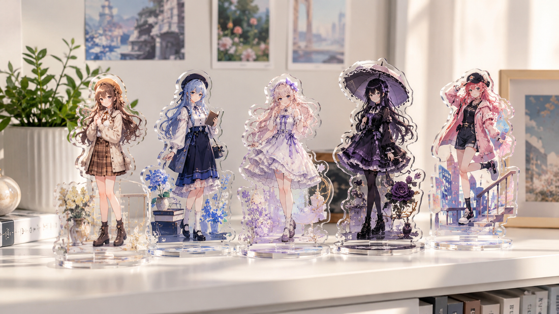 アニメキャラクターアクリルスタンド5体ディスプレイ