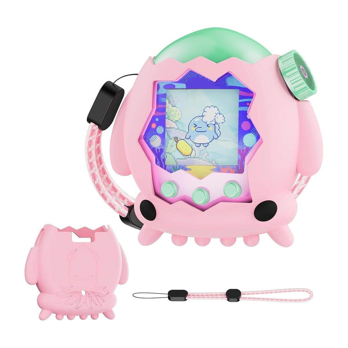 [Tamagotchi Paradise向けのケース 2026アップグレード] たまごっちパラダイス 保護ケース カバー ストラップ付き シリコン 耐衝撃 すり傷防止 高耐久 紛失防止 女の子 男の子 クリスマス プレゼント ギフト かわいいスキン 柔らかい 子供向き 落下防止 キズ防止 完全な保護 防塵 装着したまま充電·通信可能 指紋防止 洗える 装着簡単 携帯便利 ピンク