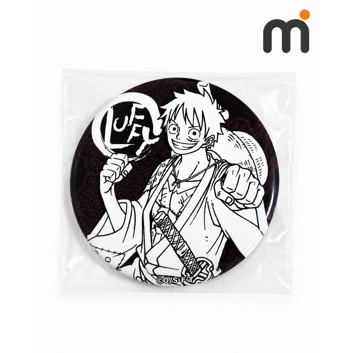 ONE PIECE Monkey D. Luffy Monochrome Manga Art Can Badge