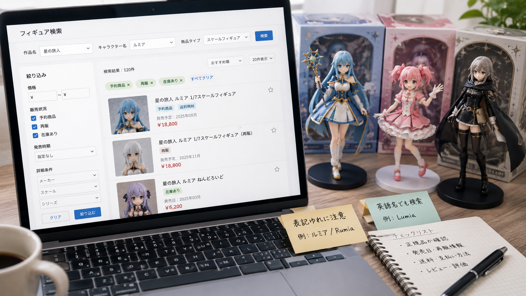 推しキャラ検索の結果を確認するイメージ