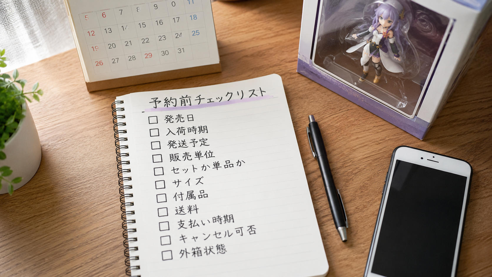 フィギュア予約前チェックリストを確認するイメージ